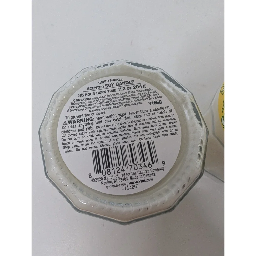 Mrs Meyer's Clean Day Honeysuckle Soy Candles 7.2 oz Lot of 2 Discontinued